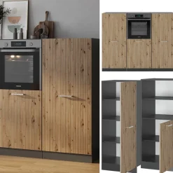 Küchenblock R-Line Artisan Eiche/Anthrazit 180 cm ohne Arbeitsplatte Vicco