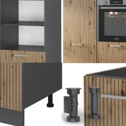 Küchenblock R-Line Artisan Eiche/Anthrazit 180 cm ohne Arbeitsplatte Vicco