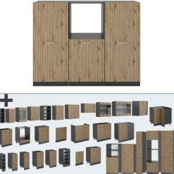 Küchenblock R-Line Artisan Eiche/Anthrazit 180 cm ohne Arbeitsplatte Vicco