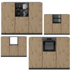 Küchenblock R-Line Artisan Eiche/Anthrazit 180 cm ohne Arbeitsplatte Vicco