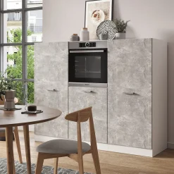 Küchenblock R-Line Beton/Weiß 180 cm ohne Arbeitsplatte Vicco