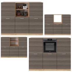 Küchenblock R-Line Edelgrau/Goldkraft Eiche 180 cm ohne Arbeitsplatte Vicco