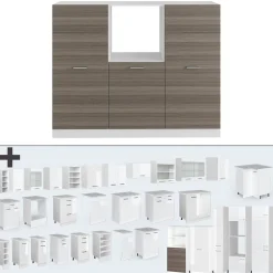 Küchenblock R-Line Edelgrau/Weiß 180 cm ohne Arbeitsplatte Vicco