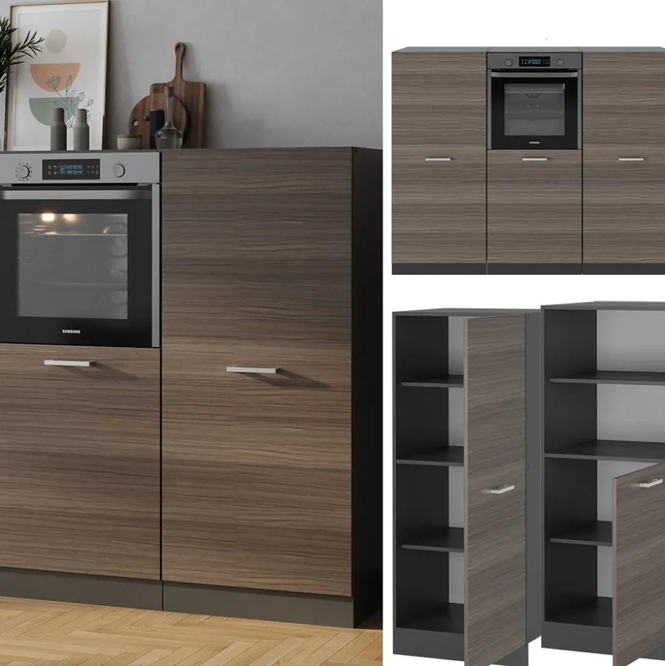 Küchenblock R-Line Edelgrau/Anthrazit 180 cm ohne Arbeitsplatte Vicco