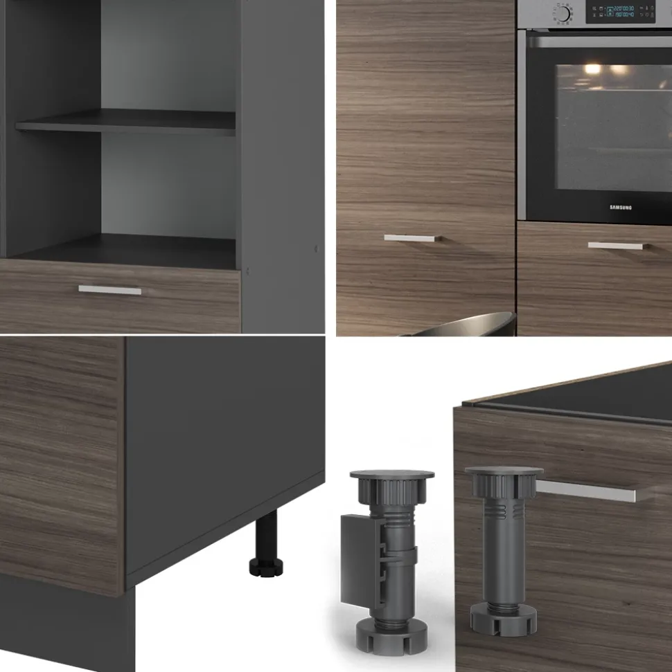 Küchenblock R-Line Edelgrau/Anthrazit 180 cm ohne Arbeitsplatte Vicco