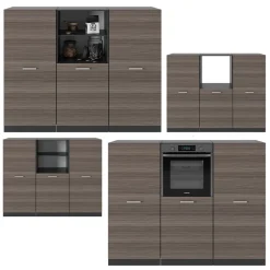 Küchenblock R-Line Edelgrau/Anthrazit 180 cm ohne Arbeitsplatte Vicco