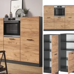 Küchenblock R-Line Goldkraft Eiche/Anthrazit 180 cm ohne Arbeitsplatte Vicco