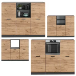 Küchenblock R-Line Goldkraft Eiche/Anthrazit 180 cm ohne Arbeitsplatte Vicco