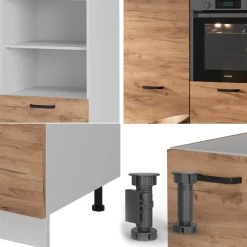 Küchenblock R-Line Goldkraft Eiche/Weiß 180 cm ohne Arbeitsplatte Vicco