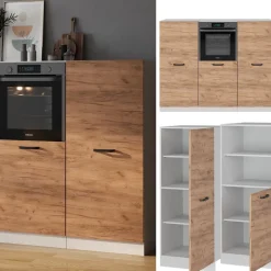 Küchenblock R-Line Goldkraft Eiche/Weiß 180 cm ohne Arbeitsplatte Vicco