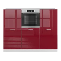Küchenblock R-Line Rot Hochglanz/Weiß 180 cm ohne Arbeitsplatte Vicco