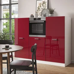 Küchenblock R-Line Rot Hochglanz/Weiß 180 cm ohne Arbeitsplatte Vicco
