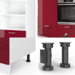 Küchenblock R-Line Rot Hochglanz/Weiß 180 cm ohne Arbeitsplatte Vicco
