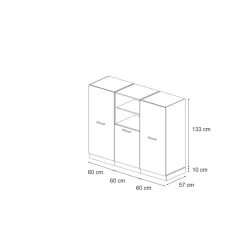 Küchenblock R-Line Schwarz Beton/Weiß 180 cm ohne Arbeitsplatte Vicco