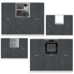 Küchenblock R-Line Schwarz Beton/Weiß 180 cm ohne Arbeitsplatte Vicco