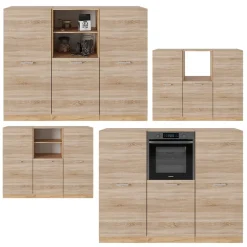 Küchenblock R-Line Sonoma/Goldkraft Eiche 180 cm ohne Arbeitsplatte Vicco