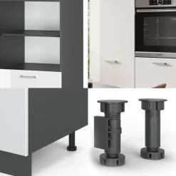 Küchenblock R-Line Weiß Hochglanz/Anthrazit 180 cm ohne Arbeitsplatte Vicco