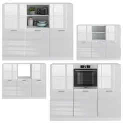 Küchenblock R-Line Weiß Hochglanz/Weiß 180 cm ohne Arbeitsplatte Vicco