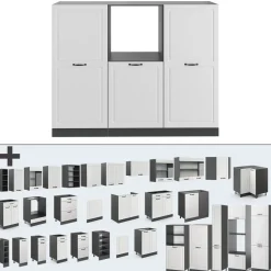 Küchenblock R-Line Weiß Landhaus/Anthrazit 180 cm ohne Arbeitsplatte Vicco