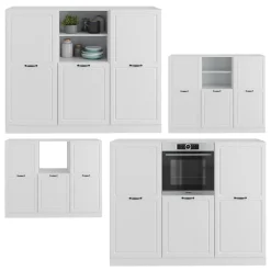 Küchenblock R-Line Weiß Landhaus/Weiß 180 cm ohne Arbeitsplatte Vicco