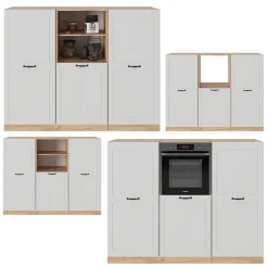 Küchenblock R-Line Weiß Landhaus/Goldkraft Eiche 180 cm ohne Arbeitsplatte Vicco