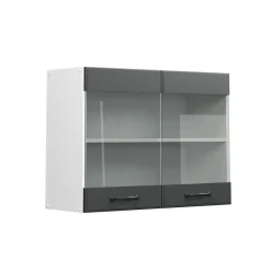 Küchenglasschrank R-Line Anthrazit Landhaus 80 cm Vicco