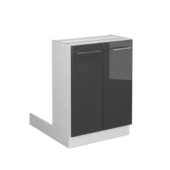 Kücheninsel Fame-Line Anthrazit Hochglanz 60 cm ohne Arbeitsplatte Vicco