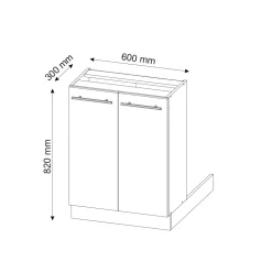 Kücheninsel Fame-Line Anthrazit Hochglanz 60 cm ohne Arbeitsplatte Vicco