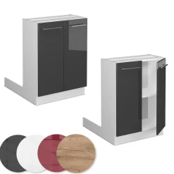 Kücheninsel Fame-Line Anthrazit Hochglanz 60 cm ohne Arbeitsplatte Vicco