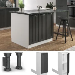 Kücheninsel Fame-Line Anthrazit Landhaus 30 cm ohne Arbeitsplatte Vicco