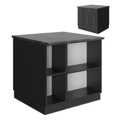 Kücheninsel Fame-Line Anthrazit-Gold Landhaus 90 cm ohne Arbeitsplatte Vicco