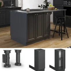 Kücheninsel Fame-Line Anthrazit-Gold Landhaus 30 cm ohne Arbeitsplatte Vicco