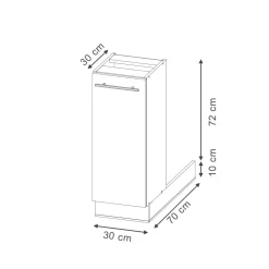 Kücheninsel Fame-Line Anthrazit Hochglanz 30 cm ohne Arbeitsplatte Vicco