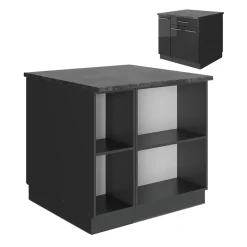 Kücheninsel Fame-Line Anthrazit Hochglanz 90 cm ohne Arbeitsplatte Vicco