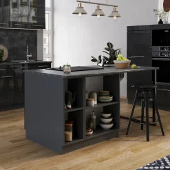Kücheninsel Fame-Line Anthrazit Hochglanz 90 cm ohne Arbeitsplatte Vicco
