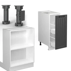 Kücheninsel Fame-Line Anthrazit Landhaus/Weiß 90 cm mit Schublade, ohne Arbeitsplatte Vicco