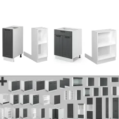 Kücheninsel Fame-Line Anthrazit Landhaus/Weiß 90 cm mit Schublade, ohne Arbeitsplatte Vicco