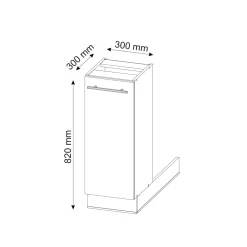 Kücheninsel Fame-Line Anthrazit Hochglanz 30 cm ohne Arbeitsplatte Vicco