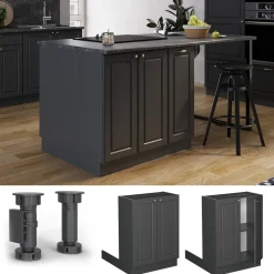 Kücheninsel Fame-Line Anthrazit-Gold Landhaus 60 cm ohne Arbeitsplatte Vicco