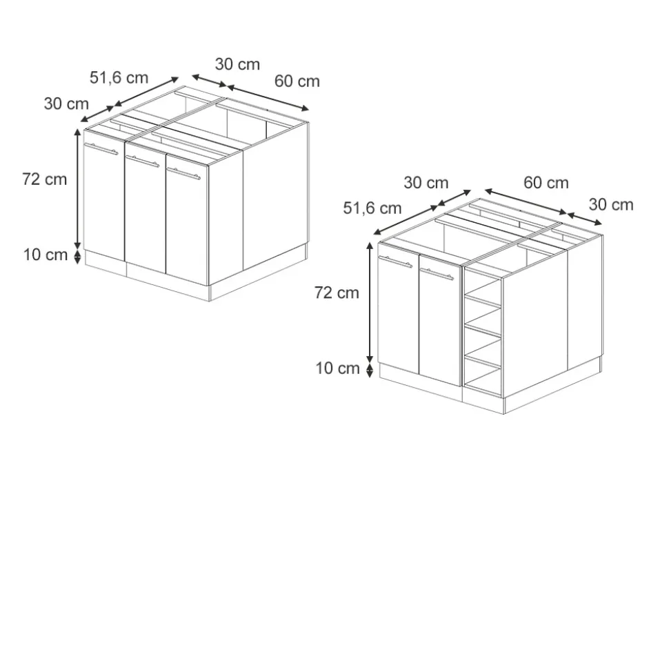 Kücheninsel Fame-Line Anthrazit Hochglanz 90 cm ohne Arbeitsplatte Vicco