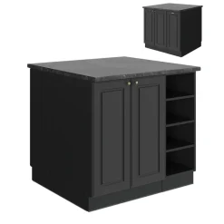 Kücheninsel Fame-Line Anthrazit-Gold Landhaus 90 cm ohne Arbeitsplatte Vicco