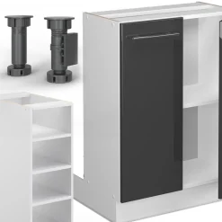 Kücheninsel Fame-Line Anthrazit Hochglanz/Weiß 90 cm ohne Arbeitsplatte Vicco