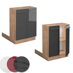 Kücheninsel Fame-Line Anthrazit Hochglanz 60 cm ohne Arbeitsplatte Vicco