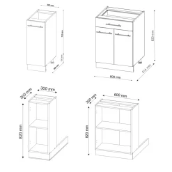 Kücheninsel Fame-Line Anthrazit Hochglanz/Goldkraft Eiche 90 cm mit Schublade, ohne Arbeitsplatte Vicco