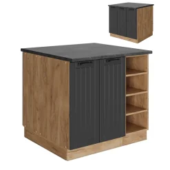 Kücheninsel Fame-Line Dunkelgrau 90 cm mit Schublade, ohne Arbeitsplatte Vicco