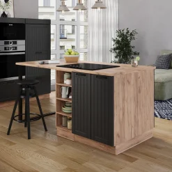 Kücheninsel Fame-Line Dunkelgrau 90 cm mit Schublade, ohne Arbeitsplatte Vicco