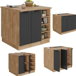 Kücheninsel Fame-Line Dunkelgrau 90 cm mit Schublade, ohne Arbeitsplatte Vicco