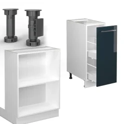 Kücheninsel Fame-Line Dunkelblau Hochglanz 90 cm mit Schublade, ohne Arbeitsplatte Vicco