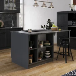 Kücheninsel Fame-Line Dunkelgrau 90 cm ohne Arbeitsplatte Vicco