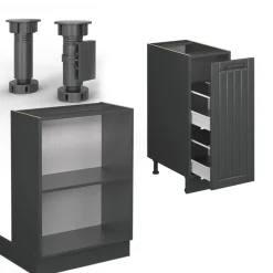 Kücheninsel Fame-Line Dunkelgrau 90 cm ohne Arbeitsplatte Vicco